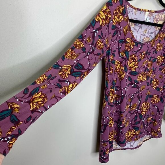LuLaRoe Lynnae Purple Yellow Floral Long Sleeve Size Small (r1) - Picture 1 of 5